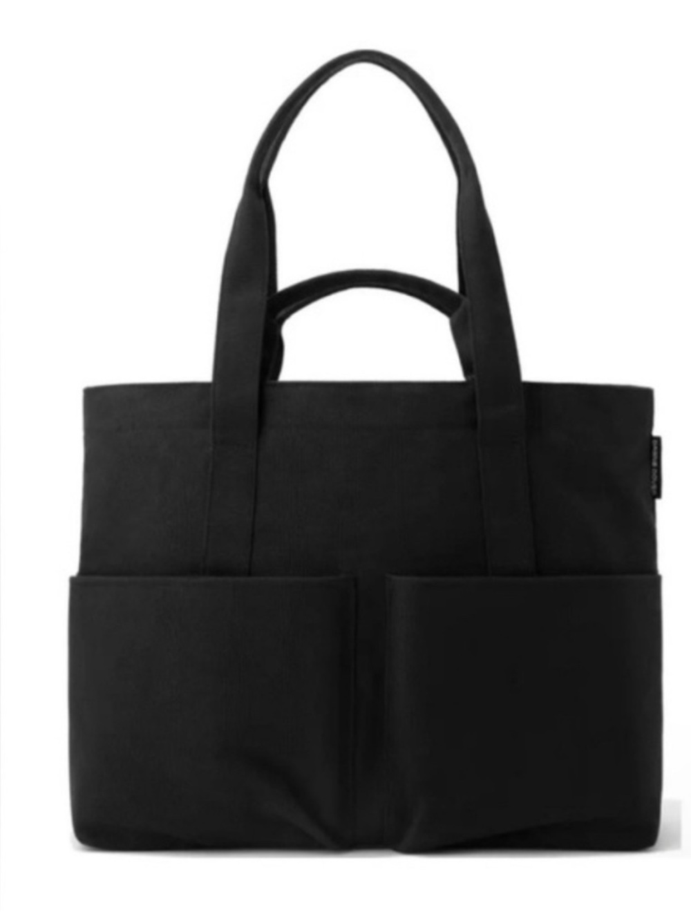 Dagne Dover Black Canvas Tote with Dual Front Pockets